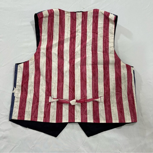 Smoke Valley American Flag Cotton Tie Back Stars & Stripes Festive Vest Size LP - Picture 8 of 9